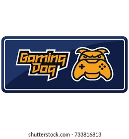 Logo, Gamepad, Gaming dog, the muzzle, the joystick video game, in yellow, illustration, vector