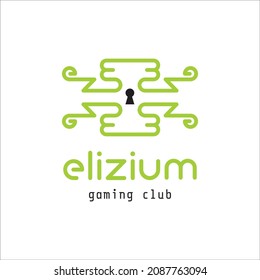 Logo for the gaming club Elizium WITH LICENSE FONTS