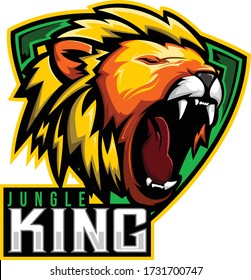 ilustración de juegos de logo león cabeza jungla rey, e sport logo cabeza león estilo vectorial