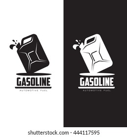 logo for gasoline canisters, vector flat is a simple illustration of isolated on white background, logo black canisters, petrol filling symbol for car logo petrol station, black and white canister set