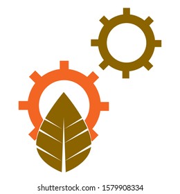Logo Gear And Leaf Icon Design Stock Vector