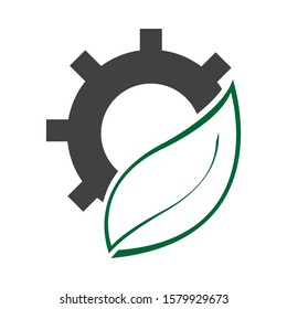 Logo Gear And Leaf Icon Design Vector