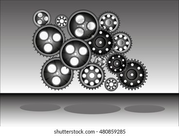 logo, gear, mirror surface, your text - vector image
