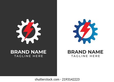 logo gear power with gradient color template design 