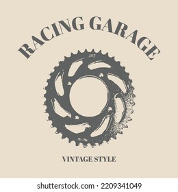 logo gear. suitable for your company vintage retro style car repair service label. Vector logo design template. Concept for spare parts store. hand drawn template vector illustration design