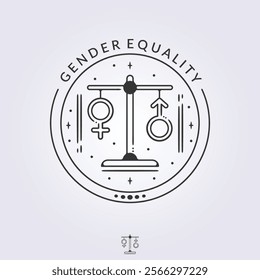 logo of gender equality and weight scale sign symbol icon vector illustration design, weight scale gender equality logo design