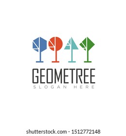 logo geometree, geometry and vector design of trees