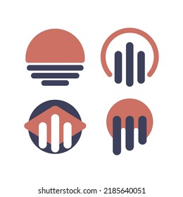 Logo Geometric Line Bars Circle Forms Creative Vector