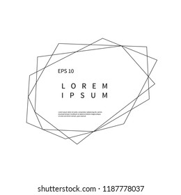Logo with geometric polyhedron shape on white background. Vector trendy design for logo, frame, poster, banner, sign, card. Modern abstract element