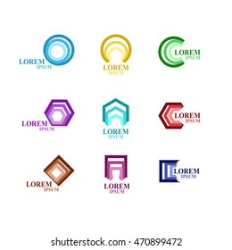 Logo geometric set on white background.