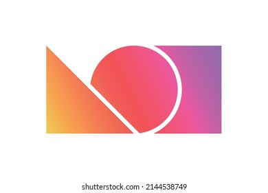 Logo Of Geometric Shapes. Triangle, Circle And Square On The Same Line In Gradient Coloring. Vector.