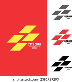 Logo with geometric shapes, whose empty space is the letter Z. Usable for technology logos, petroleum products, road, highway, fuels. Flat vector logo design template element.