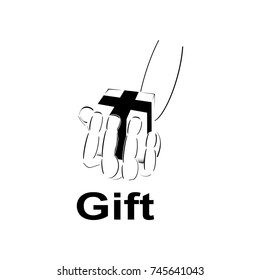 The logo of the gift box, which is held in the hand.