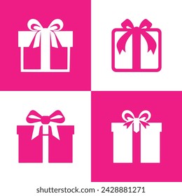 Logo of gift boxes icon set isolated vector silhouette design