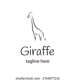 Logo of a giraffe. Isolated vector illustrations. The simple silhouette of a giraffe. Animal.