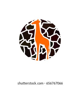 Logo of giraffe in made circle. Vector object is isolated on white background.