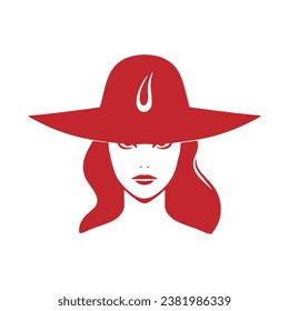 A logo of girl icon woman vector silhouette isolated design pretty and luxury lifestyle concept with cap