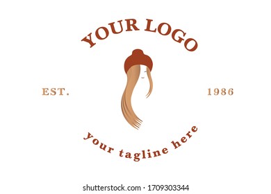 Logo girl with long hair and wool hat.