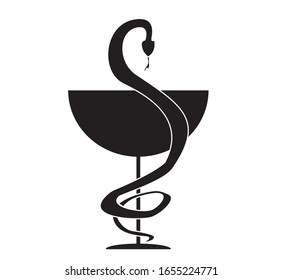 The logo of the glass and snake symbol becomes a symbol of health and healing medicine. Plus the plus sign