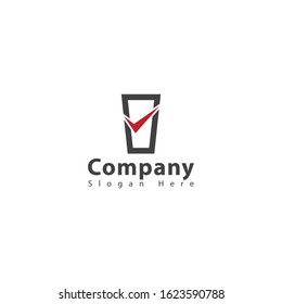 logo glass with unique striped shapes and check marks. modern, elegant, simple.