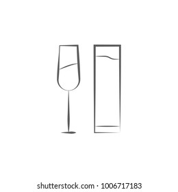 Logo glass and a glass of water icon. Elements of dishes icon. Premium quality graphic design. Signs, outline symbols collection icon for websites, web design, mobile app on white background
