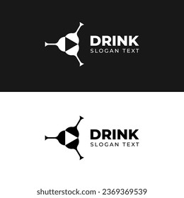 Logo glasses and play video company color black white