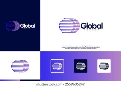 logo global digital connection, future technology, network, graphic design illustration.