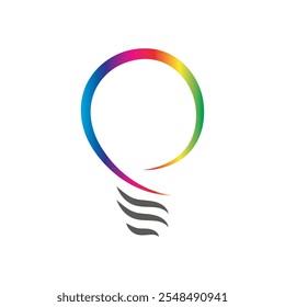 Logo glowing color light bulb