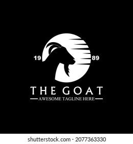 A logo of a goat's head silhouette and combined with a night view is made in a simple and modern style that will suit your creative industry logo.
