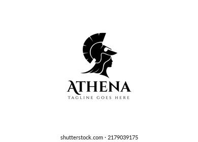 Logo de la diosa Atenea o la belleza de la diosa romana griega en un estilo de diseño plano