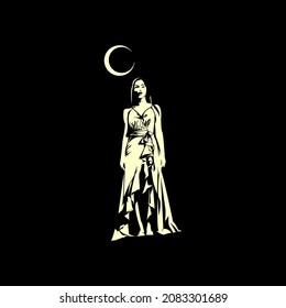 A logo of a goddess made in a line art style where this logo is very suitable when used as a logo for your creative industry.