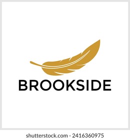 logo with a gold chicken feather concept, good for a company or individual brand