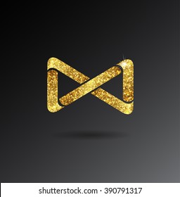 Logo of gold glittering stars . Golden logo, Infinity symbol. 