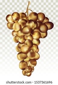 Logo Gold grapes. Wine grapes icon. Gold fruits. Abstract illustration. 3D vector