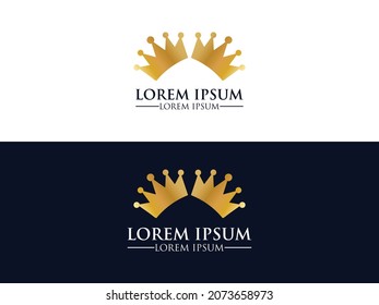 Logo with gold king crown and inscription royal vector image