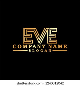 logo gold letter M, E and V