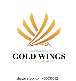 Logo Gold Wings Icon Element Template Design Logos