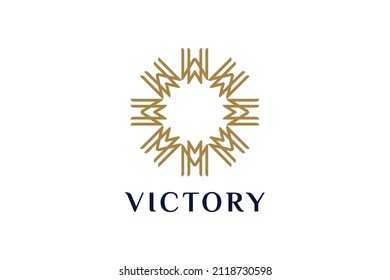 
Logo golden round outline monogram elegant decorative minimalist template vector for business company