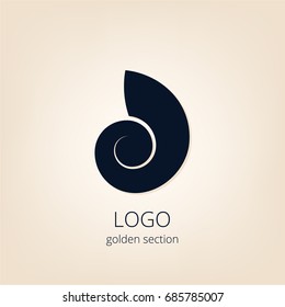 Logo, golden section. Shell. Design. Building. Project. Interior design logo. Sign. Eco-design