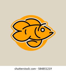 Logo goldfish. Vector illustration. Line style 