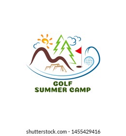 Logo golf summar camp. Cartoon logo. Vector Illustration