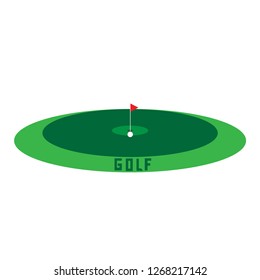 Logo for golfers. Abstract illustration of game of golf. Template for packages,  banners, posters, flyers, invitations, advertising, holiday corporate events. Button. Fashion accessories for clothes. 