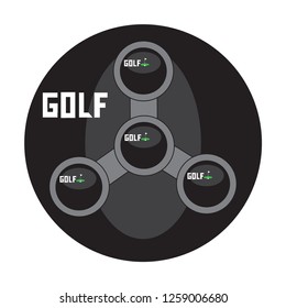 Logo for golfers. Abstract illustration of a sport game of golf. Template for packages, badges, banners, posters, flyers, invitations, advertising, holiday corporate events. Button.
