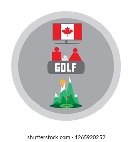 Logo for golfers. Template for packages, badges, banners, posters, flyers, invitations, advertising, festive corporate events. Button. Fashion accessories for clothes. Template for coins.