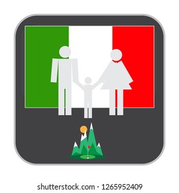 Logo for golfers. Template for packages, badges, banners, posters, flyers, invitations, advertising, festive corporate events. Button. Fashion accessories for clothes. Template. Flag of Italy.