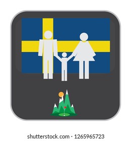 Logo for golfers. Template for packages, badges, banners, posters, flyers, invitations, advertising, festive corporate events. Button. Fashion accessories for clothes. Flag of Sweden.