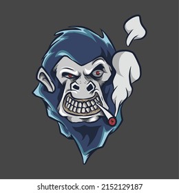 logo of gorilla with cigarete vector art