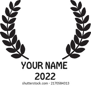 Logo graduated with laurel wreath. Graduation logo for invitation cards. Graduation logo stencil. graduating class 2022