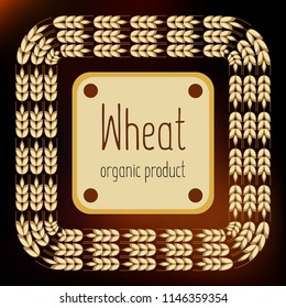 Logo with grain ears for the food, grain company. The label for registration of goods at a fair, pastries, bakeries. Organic, natural product. The stylized ears of wheat, a rye, oats for beer. Vector