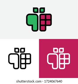 Logo Traube und Mango Elegante Designsymbole